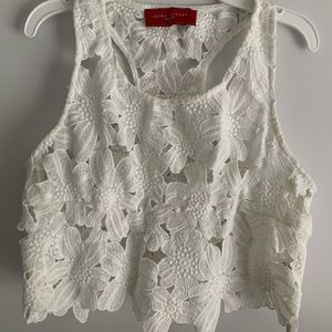 Akira white floral crop top